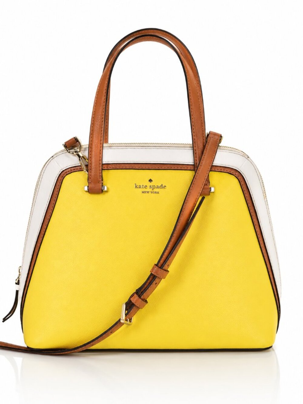 KATE SPADE Patterson Drive Yellow Domed Yellow Colorblock Handbag